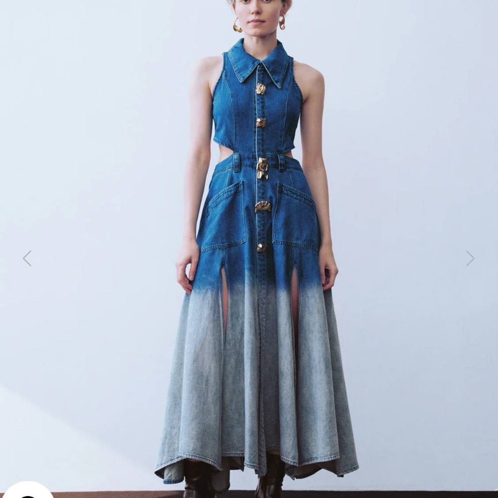 NWT Denim Ombre Maxi Dress with Cutouts - Blue (XS/S)